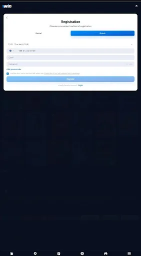 1win app registration Thailand